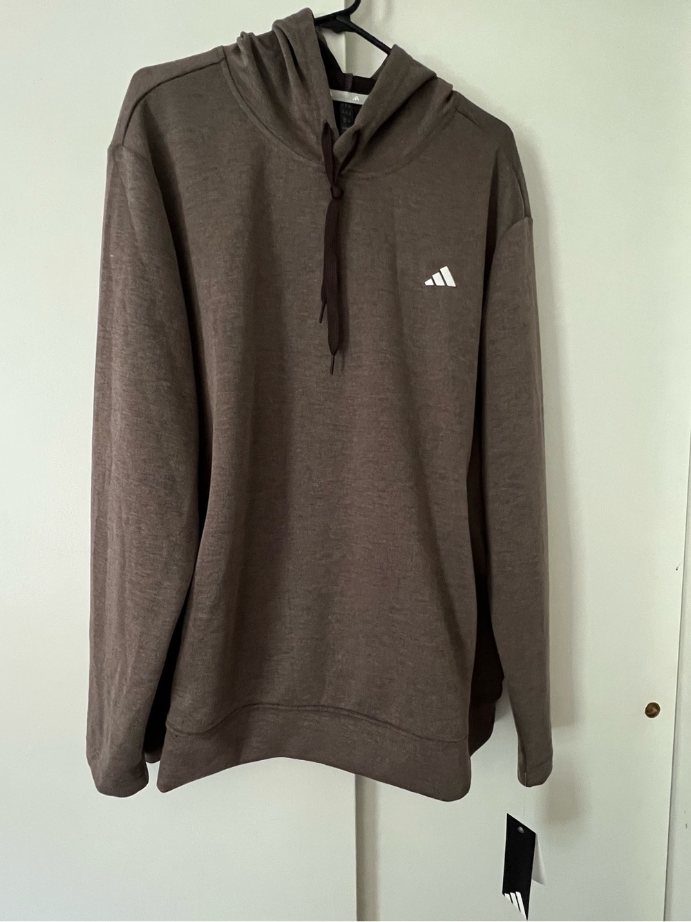 adidas Men's Brown Pullover Hoodie with Small Logo